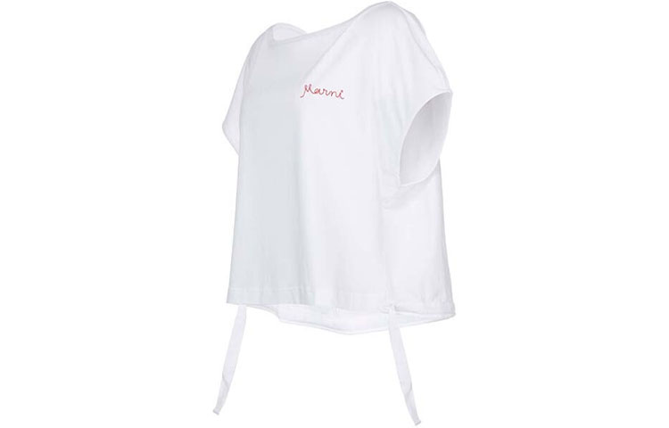Shop (W) 마르니 SS21 화이트 로고 레터 반팔 티셔츠. THJE0050MX-UTCZ57-00W01