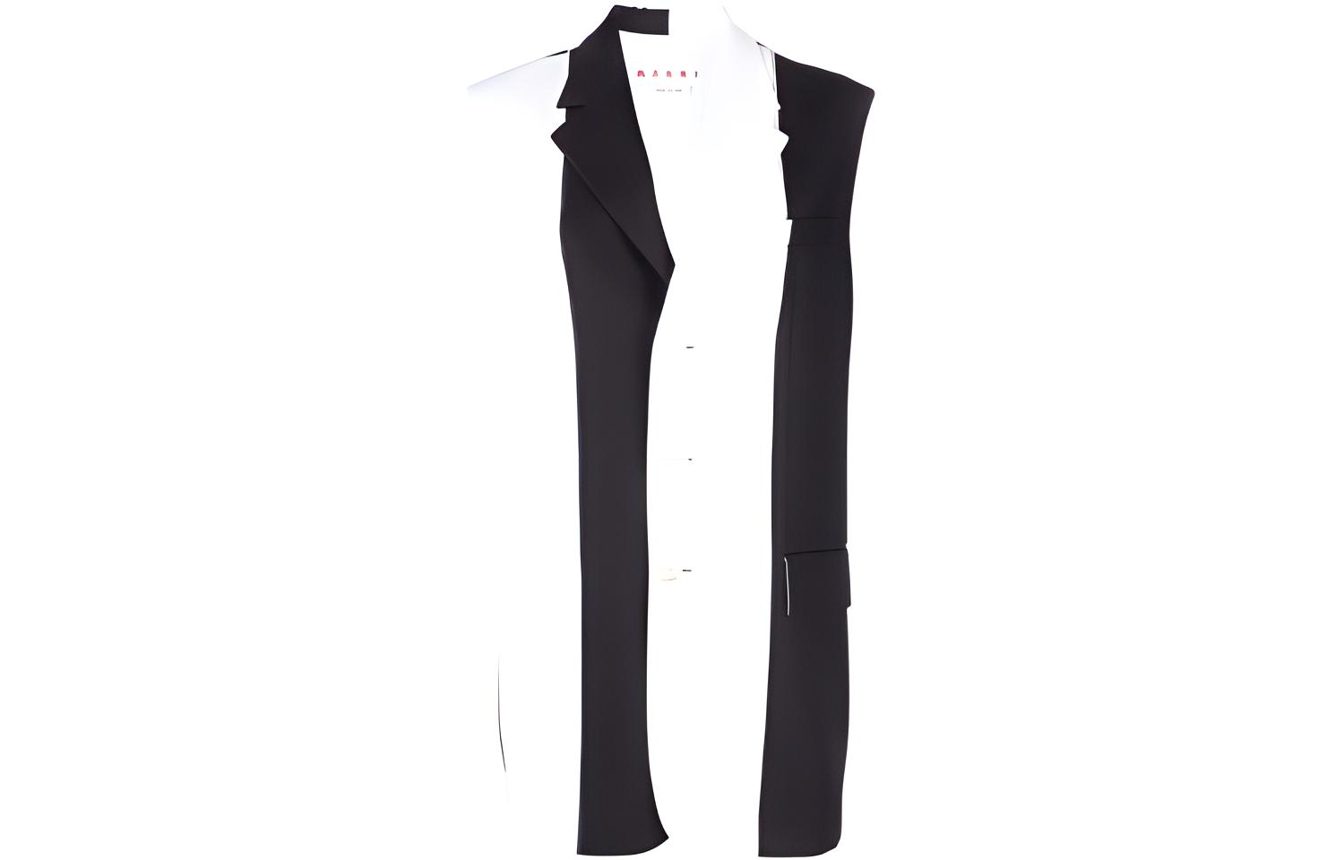 (Women) MARNI SS22  Black and White Colorblock Single-Breasted Vest GLMA0055QU-UTW950-00N99