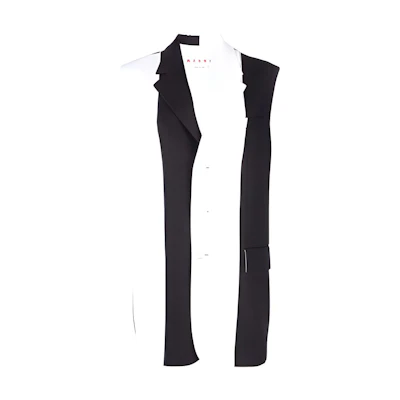 (Women) MARNI SS22 Black and White Colorblock Single-Breasted Vest GLMA0055QU-UTW950-00N99