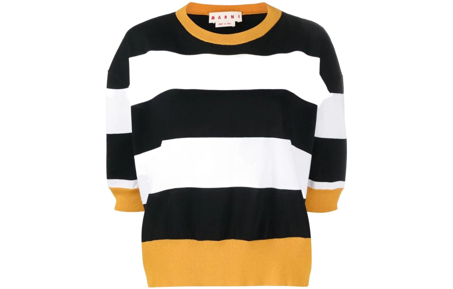 Order (W) マルニ SS22 ブラックストライプ リラックスフィット 半袖セーター. GCMD0345Q0UFC912MSN99