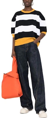 (Women) MARNI SS22 Black Striped Relaxed Fit Half-Sleeve Sweater. GCMD0345Q0UFC912MSN99 Lookbook (Women) MARNI SS22 Black Striped Relaxed Fit Half-Sleeve Sweater. GCMD0345Q0UFC912MSN99