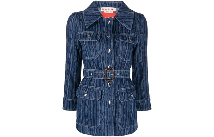 (Women) MARNI SS22  Hunting Style Denim Jacket Blue JKJD0209C0USCS50FSB99