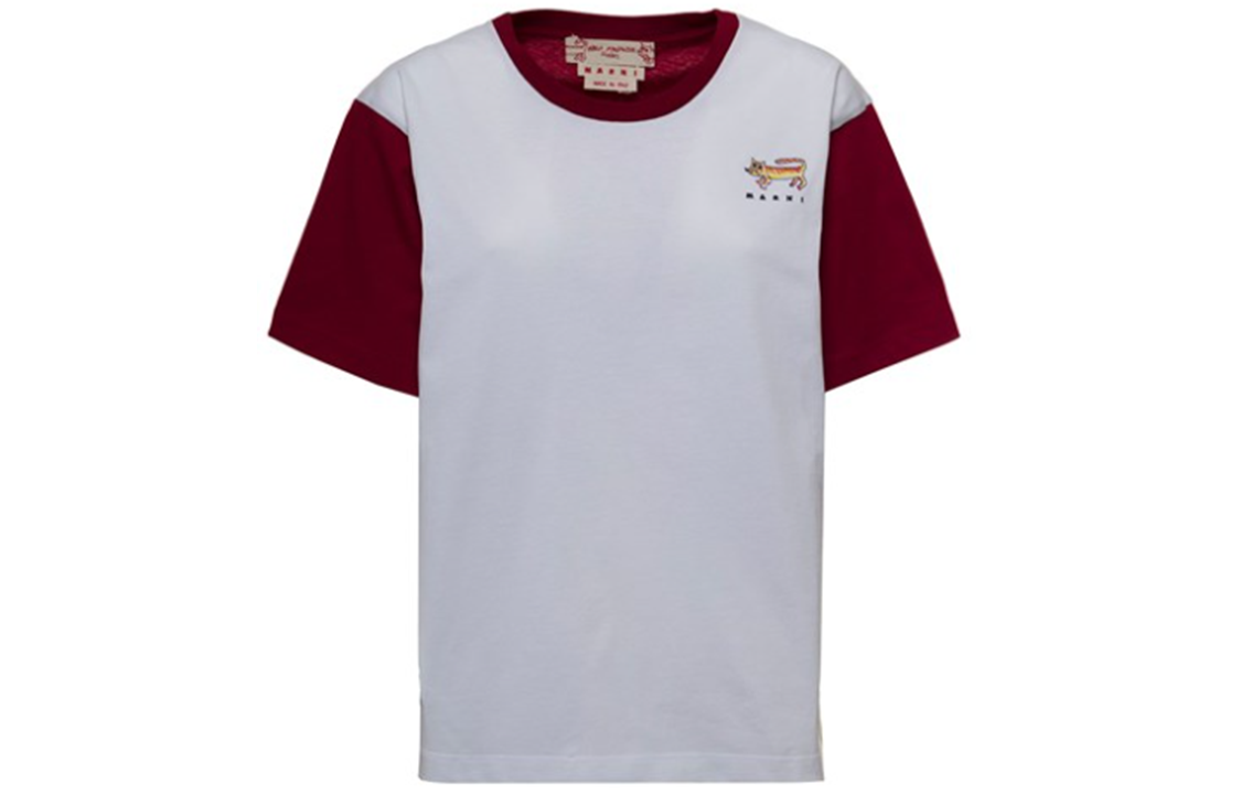 Order (W) MARNI SS22 ホワイト ロゴ バックプリント 半袖 Tシャツ THJEL32EPFUSCS81NTR82