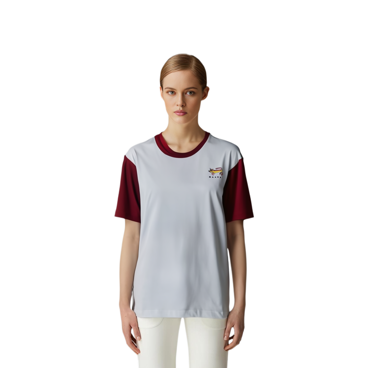 Shop (W) MARNI SS22 ホワイト ロゴ バックプリント 半袖 Tシャツ THJEL32EPFUSCS81NTR82