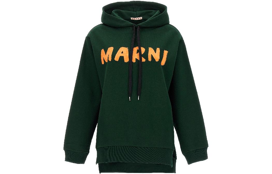 (Women) MARNI SS23  Alphabet Print Green Pullover Hoodie. FLJE0179P1USCU88LOV89