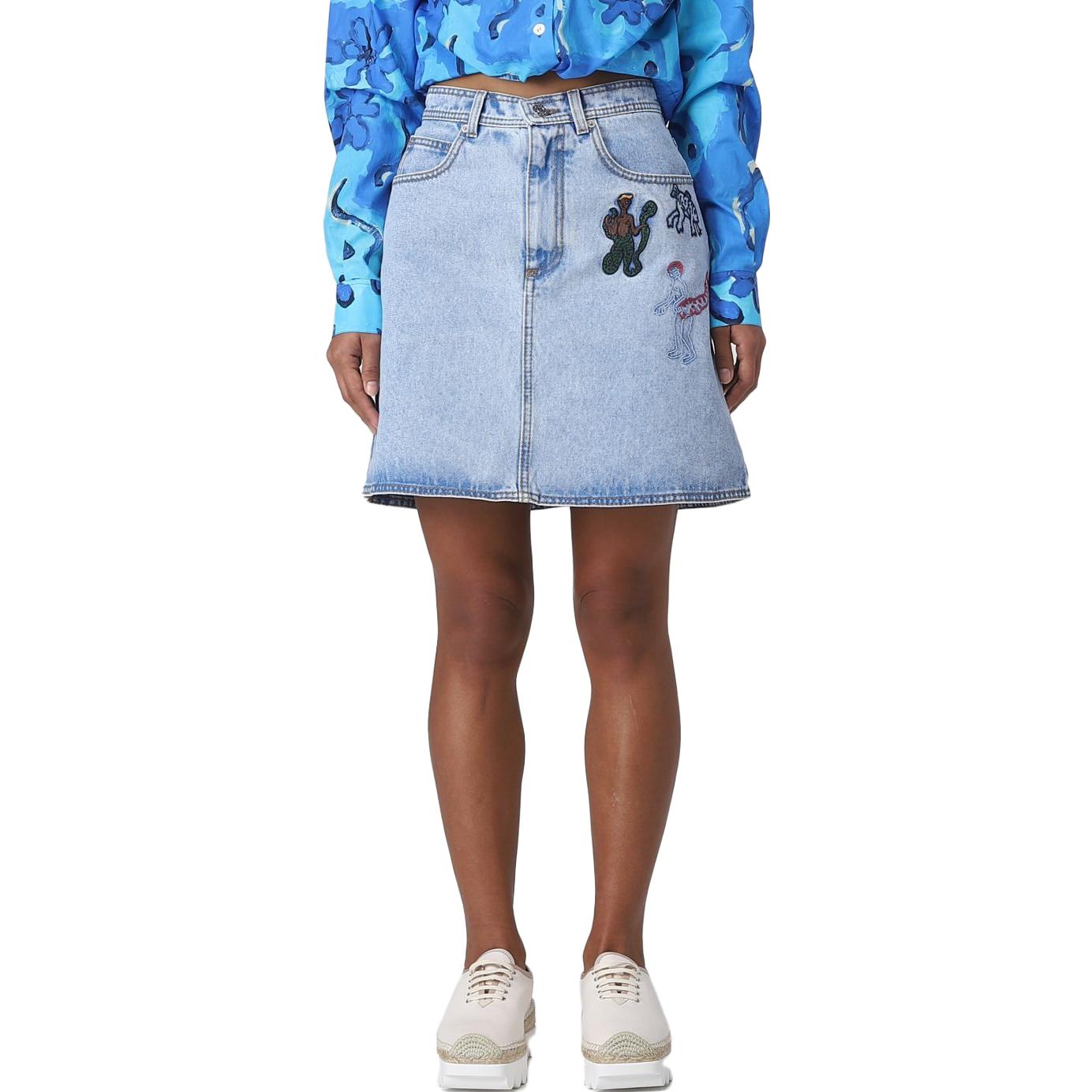 Lookbook (W) MARNI SS23 ブルーデニムミニスカート カートゥーン刺繍入りスカート GOJD0519S0-USCU83-BDB20