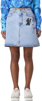 (Women) MARNI SS23 Blue Denim Mini Skirt with Cartoon Embroidery. GOJD0519S0-USCU83-BDB20 Lookbook (Women) MARNI SS23 Blue Denim Mini Skirt with Cartoon Embroidery. GOJD0519S0-USCU83-BDB20