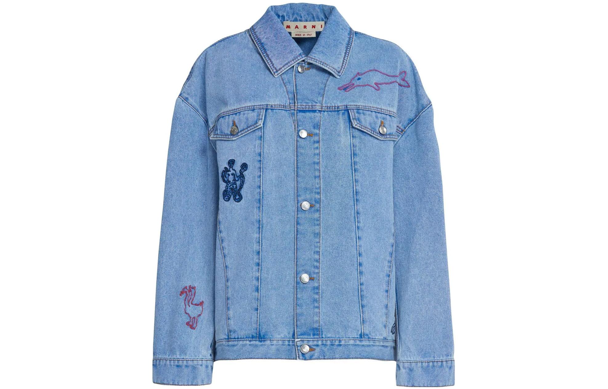 (Women) MARNI SS23  Blue Denim Single-Breasted Long Sleeve Jacket GIJD0183S0-USCU83-BDB20