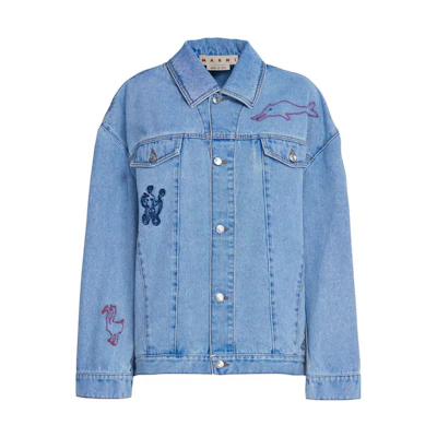 (Women) MARNI SS23 Blue Denim Single-Breasted Long Sleeve Jacket GIJD0183S0-USCU83-BDB20