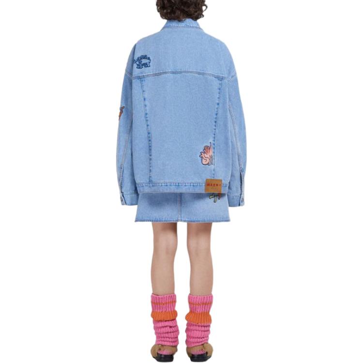Shop (W) 마르니 SS23 블루 데님 싱글브레스트 롱 슬리브 자켓 GIJD0183S0-USCU83-BDB20