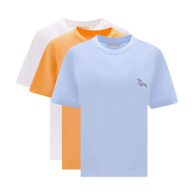 (Women) MARNI SS23 Letter Print Crewneck T-Shirts (3-Pack) Short Sleeve. THJE0211X0UTCZ6800B18