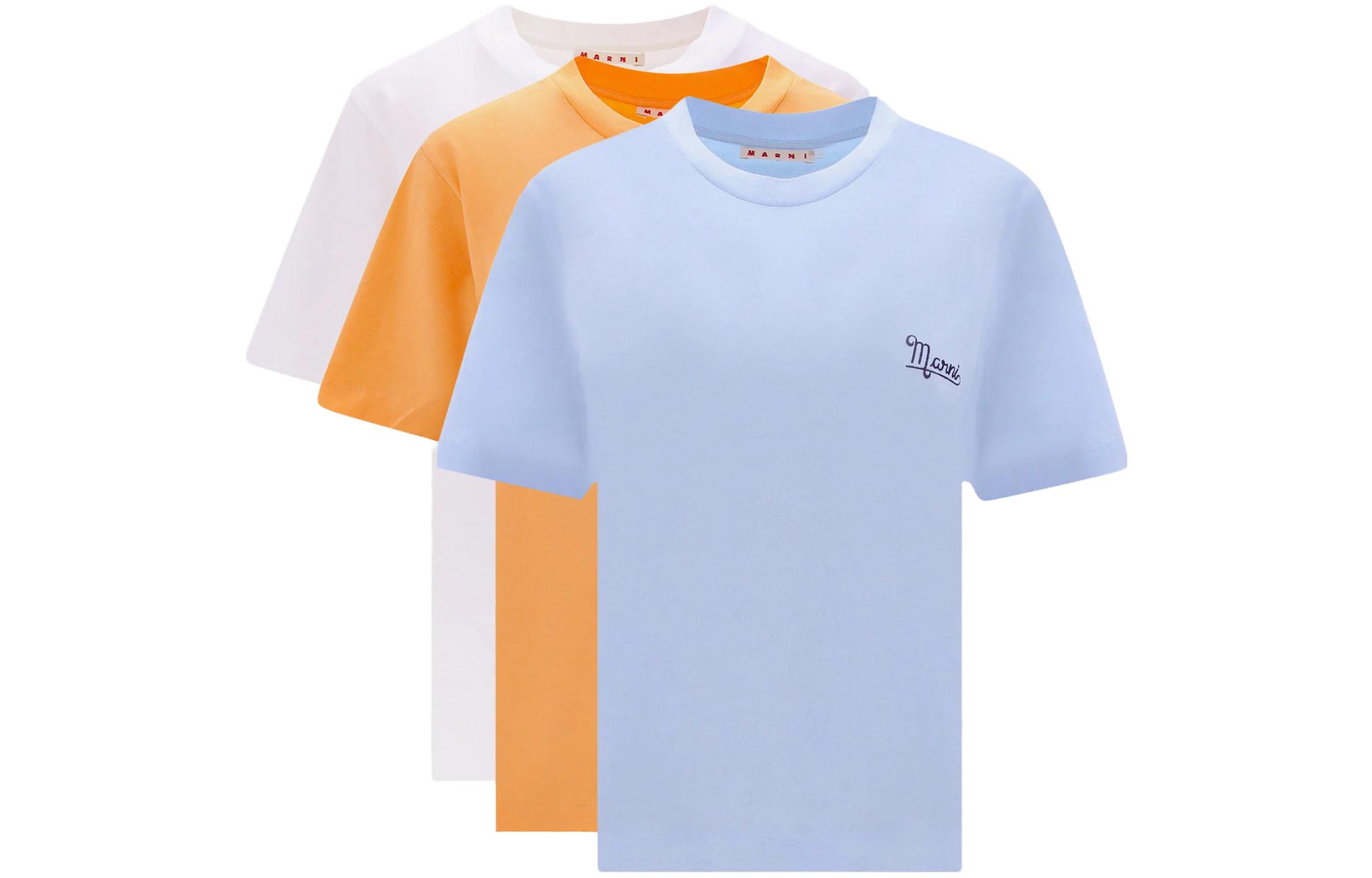 Order (W) 마르니 SS23 레터 프린트 크루넥 반팔 티셔츠 (3팩). THJE0211X0UTCZ6800B18