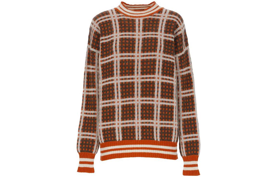 Order (W) MARNI SS23 オレンジ チェック柄 長袖 クルーネック セーター. GCMD0454Q0UFH544CHR20