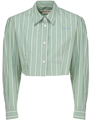 (Women) MARNI SS23 Striped Button-Up Cropped Long Sleeve Shirt Green CAMA0525S0-UTC225-STV35 Buy (Women) MARNI SS23 Striped Button-Up Cropped Long Sleeve Shirt Green CAMA0525S0-UTC225-STV35