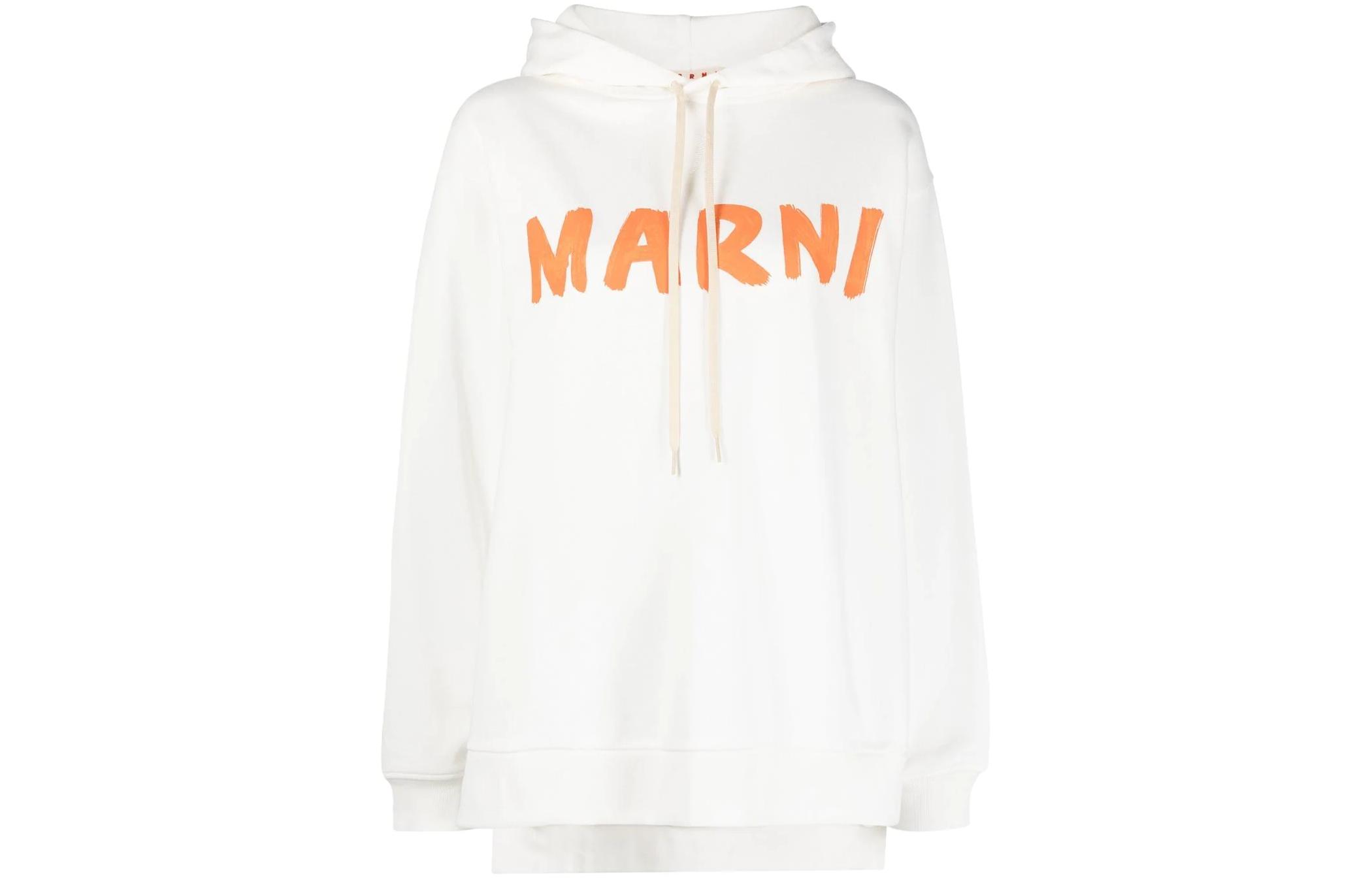 Order (W) MARNI SS23 白色Logo印花抽繩連帽衛衣 FLJE0179P1-USCU88-LOW03