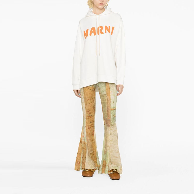 Lookbook (W) MARNI SS23 白色Logo印花抽繩連帽衛衣 FLJE0179P1-USCU88-LOW03