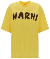 (Women) MARNI SS23 Yellow Logo Print Casual Short Sleeve T-Shirt THJET49EP-HUSCS11-LOY20 (Women) MARNI SS23 Yellow Logo Print Casual Short Sleeve T-Shirt THJET49EP-HUSCS11-LOY20