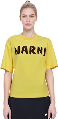 (Women) MARNI SS23 Yellow Logo Print Casual Short Sleeve T-Shirt THJET49EP-HUSCS11-LOY20 Shop (Women) MARNI SS23 Yellow Logo Print Casual Short Sleeve T-Shirt THJET49EP-HUSCS11-LOY20