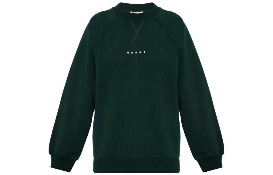 (Women) Marni SS23 Green Logo Print Crewneck Long Sleeve Sweatshirt FLJE0128P7-USCU87-LOV89