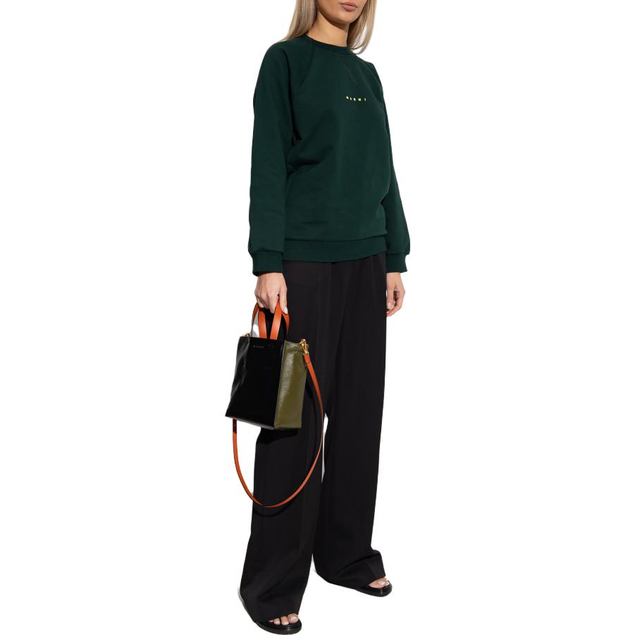 Lookbook (W) Sudadera Verde de Manga Larga con Logo Estampado Marni SS23 FLJE0128P7-USCU87-LOV89