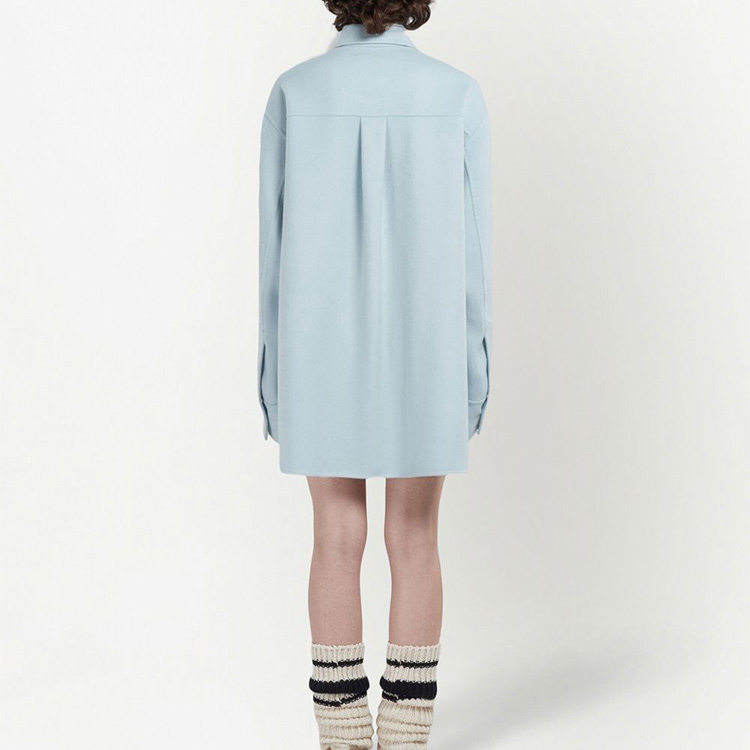 Shop (W) MARNI SS23 Jaket Butang Sulam Logo Biru Muda. JKMA0259KS-UTW982-00B12