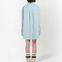Shop (W) マルニ SS23 ライトブルー ロゴ刺繍入りボタンアップジャケット. JKMA0259KS-UTW982-00B12