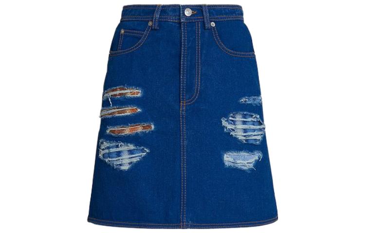 (Women) MARNI SS23 Solid Color Distressed Button Skirt  Blue GOJD0519LY-USCU83-BDB60