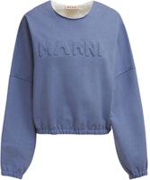 (Women) MARNI SS24 Oversized Color-Block Logo Embroidered Sweatshirt Blue FLJE0213QXUTC27500B36 (Women) MARNI SS24 Oversized Color-Block Logo Embroidered Sweatshirt Blue FLJE0213QXUTC27500B36