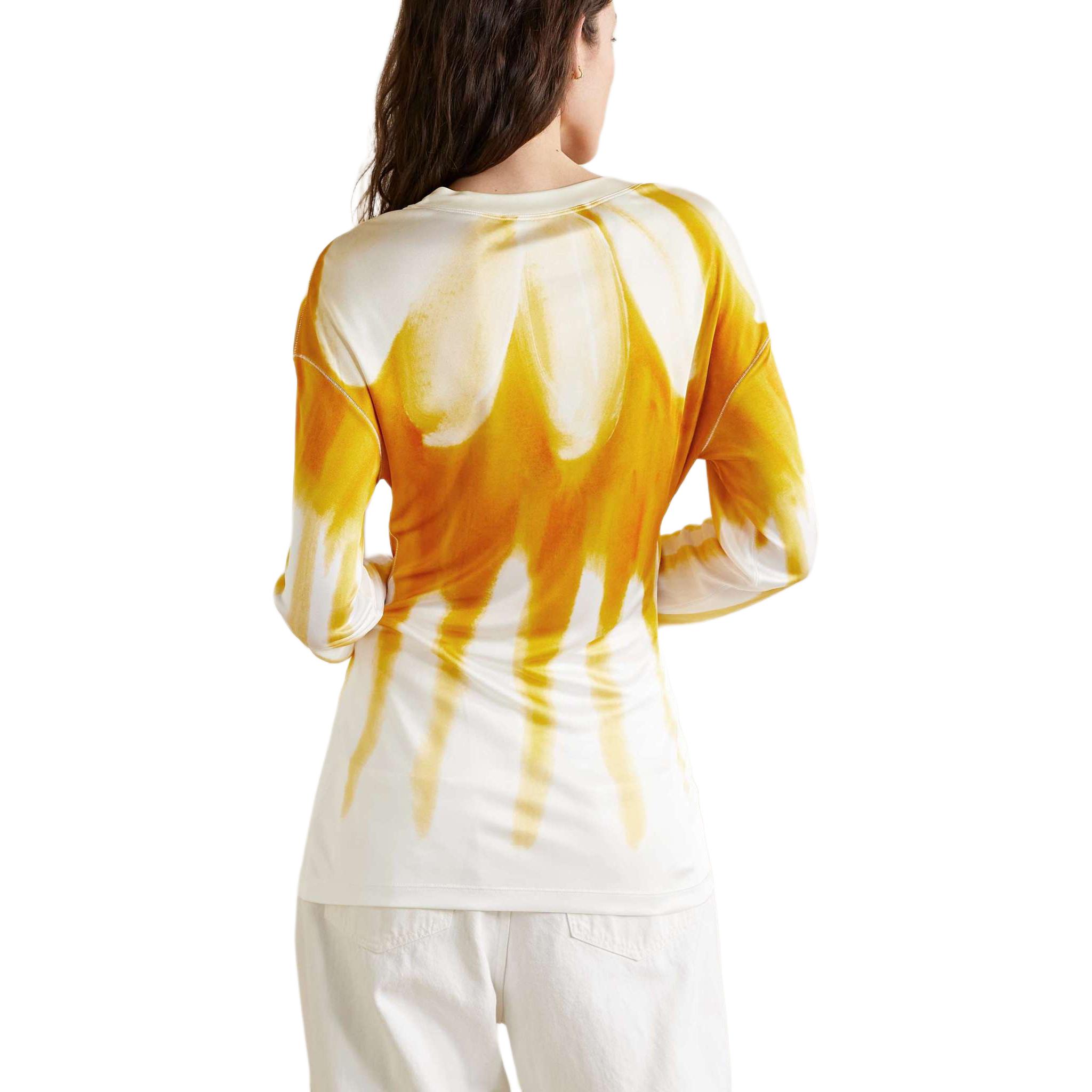 Lookbook (W) マルニ タイダイ ゴールド ロング スリーブ オーバーサイズ Tシャツ レディース. CAMA0475P1UTV895