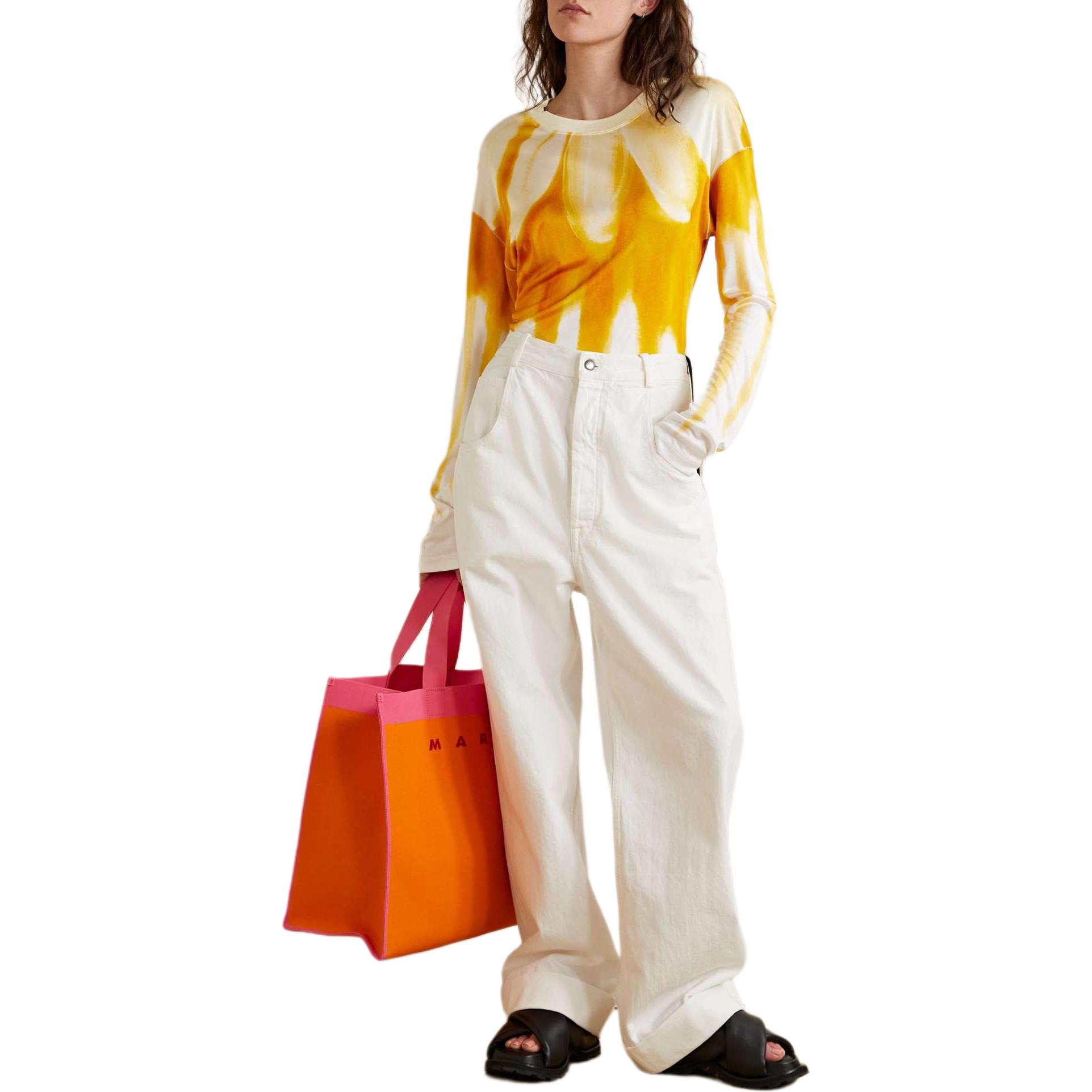 Shop (W) マルニ タイダイ ゴールド ロング スリーブ オーバーサイズ Tシャツ レディース. CAMA0475P1UTV895