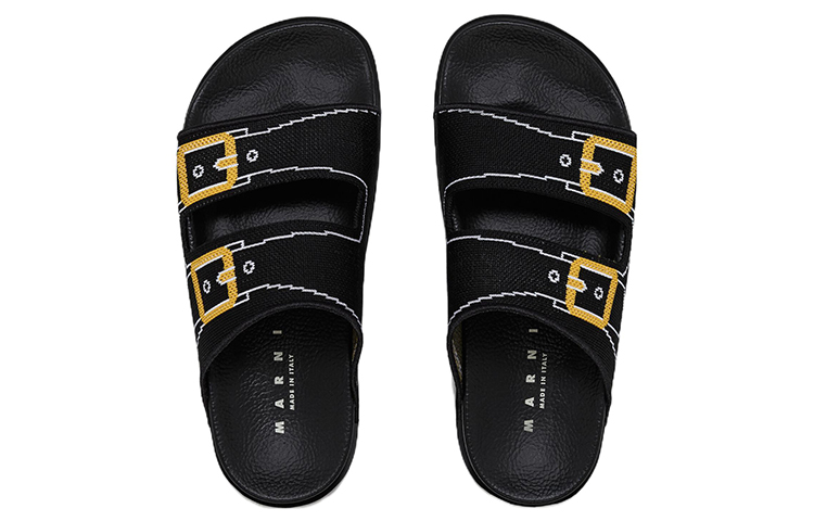 (W) Marni Trompe L'ŒIL Slides 'Black Jacquard Double Strap' 圖 4