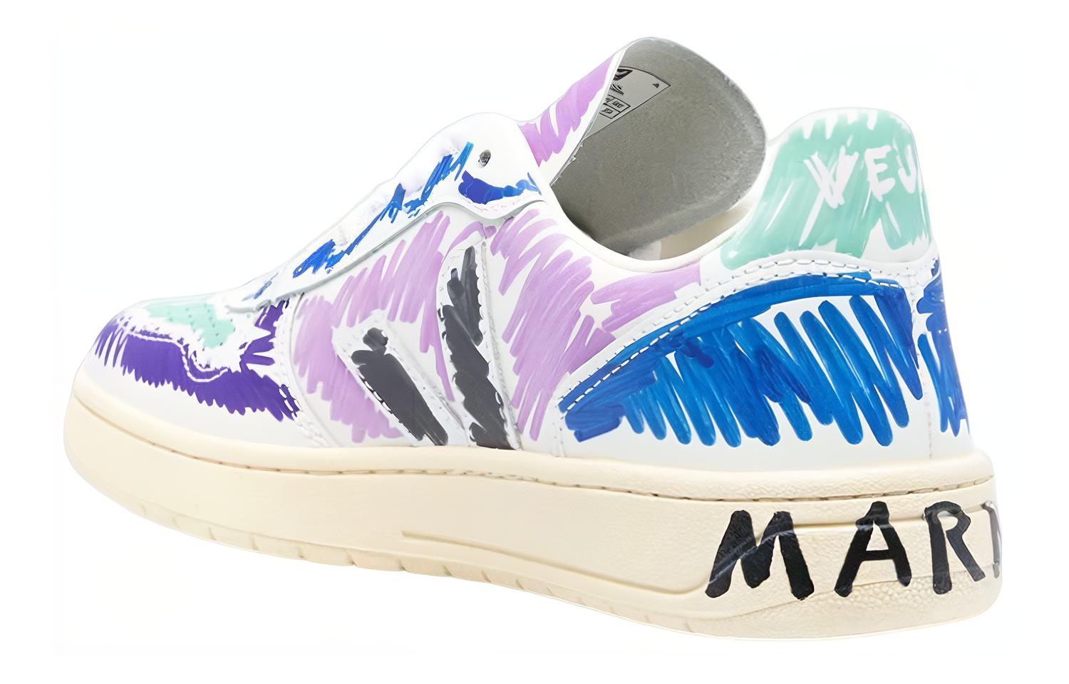 Shop (W) Marni VEJA x 低帮运动鞋 '白紫涂鸦' VXMS-3081AXV102000C80