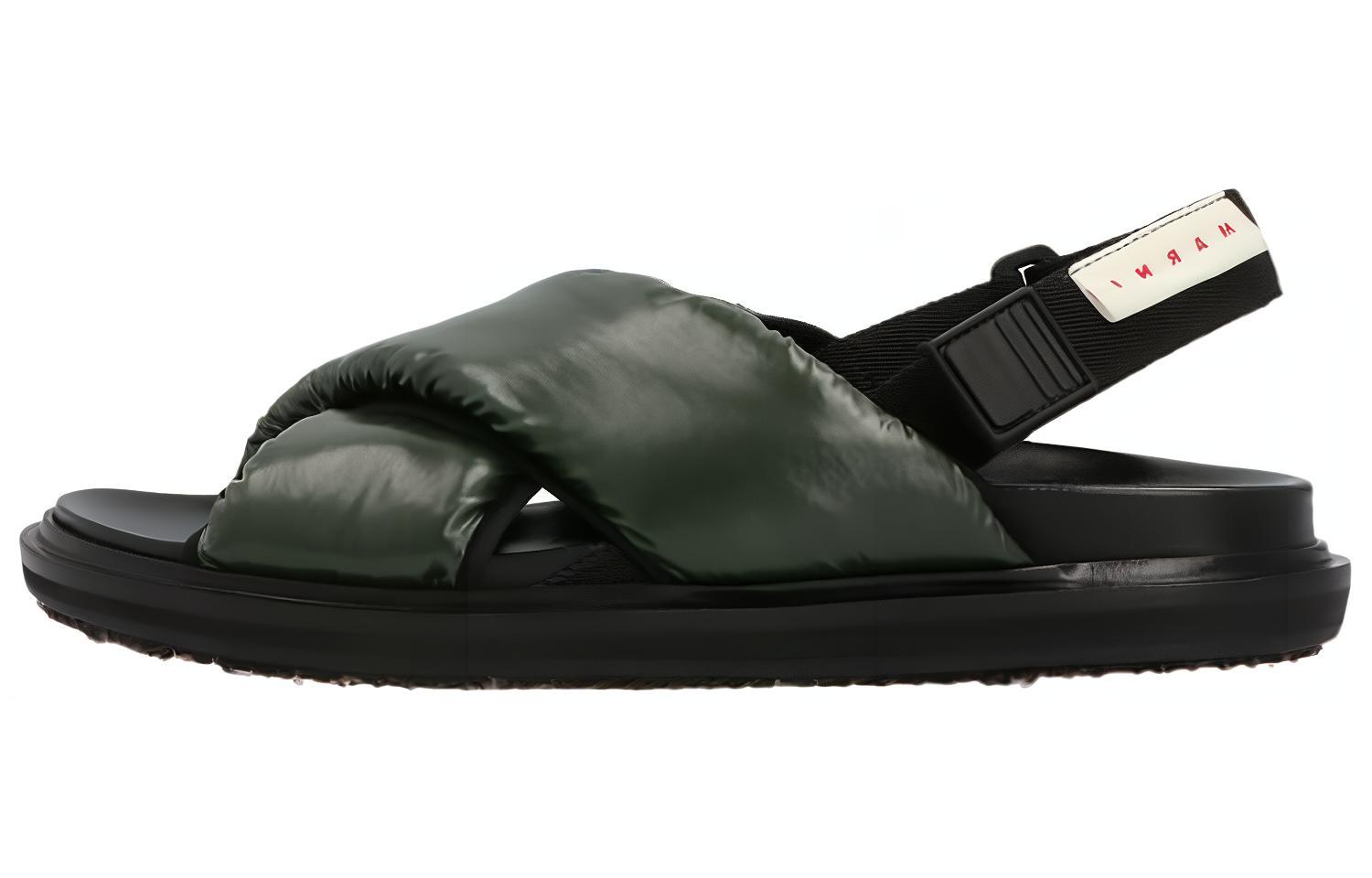 (W) Marni Velcro Logo Slides 'Green Fashion'