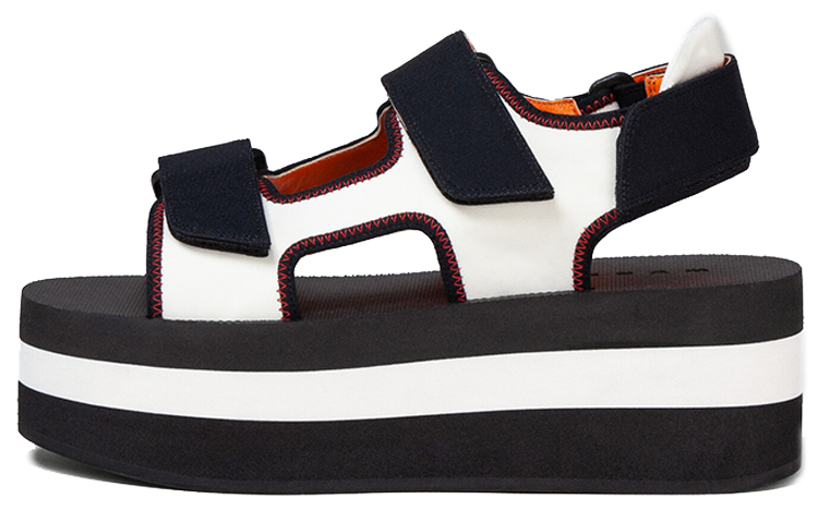 Buy (W) Sandalia de Cuña Marni con Velcro 'Marfil Negro' ZPMS007206-TCR86-ZL443