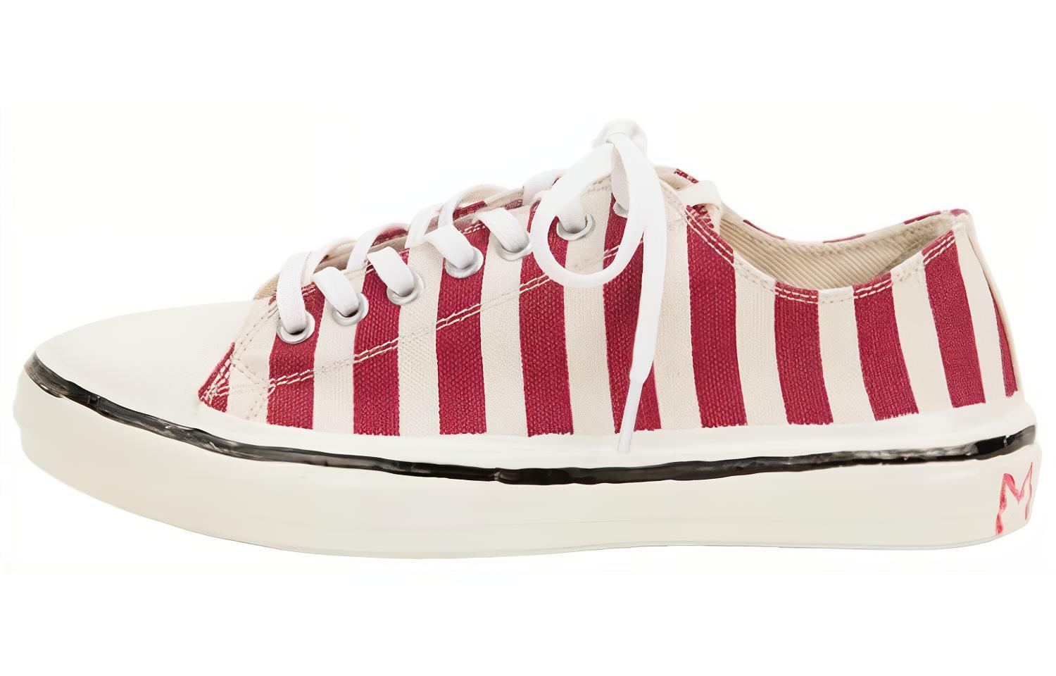 (Women) MARNI White Red Canvas Low-Top Sneakers Striped Casual Fashion SNZW006802P4123ZO007
