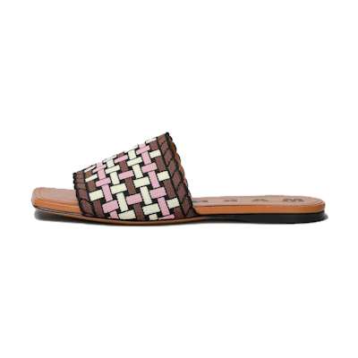 (W) Marni Woven CMFT Square Toe Slide 'Brown'
