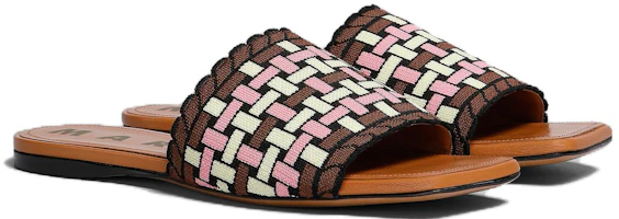 Order MARNI 提花編織舒適方頭 一字拖鞋 女款 棕色