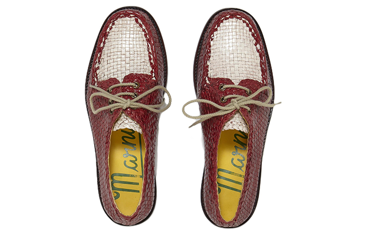 Shop (Women) Marni Woven Leather Lace-Up 'Red White' ALMS007102P4583ZO109
