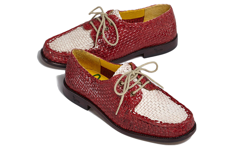 Purchase (Women) Marni Woven Leather Lace-Up 'Red White' ALMS007102P4583ZO109