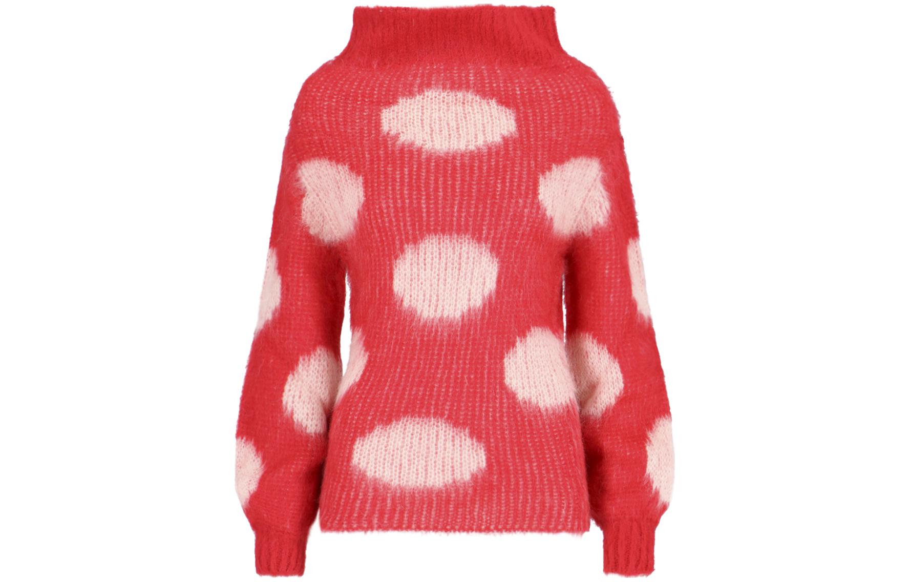 (Women) MARNI Fragment Design  Red Polka Dot High Neck Sweater. GCMD0485Q0-UFU160-DOR67