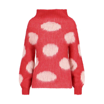(Women) MARNI Fragment Design Red Polka Dot High Neck Sweater. GCMD0485Q0-UFU160-DOR67