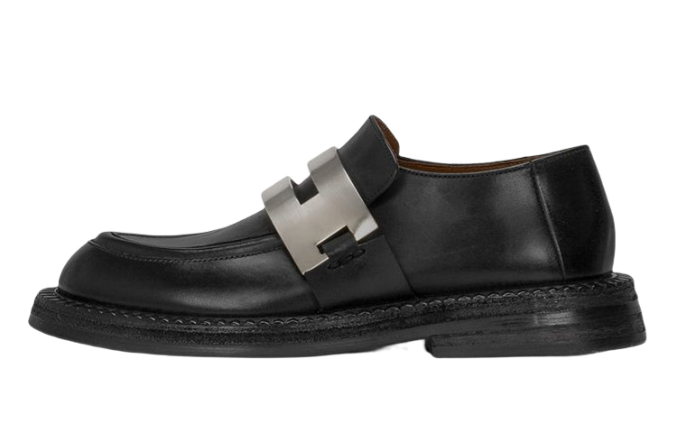 (W) Marsèll Alluce 'Metal Buckle Black Leather Loafer'