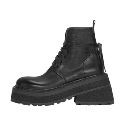 (W) Marsèll Carretta 'Black Leather Lace-Up Booties'