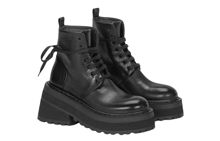 (W) Marsèll Carretta 'Black Leather Lace-Up Booties' 圖 2
