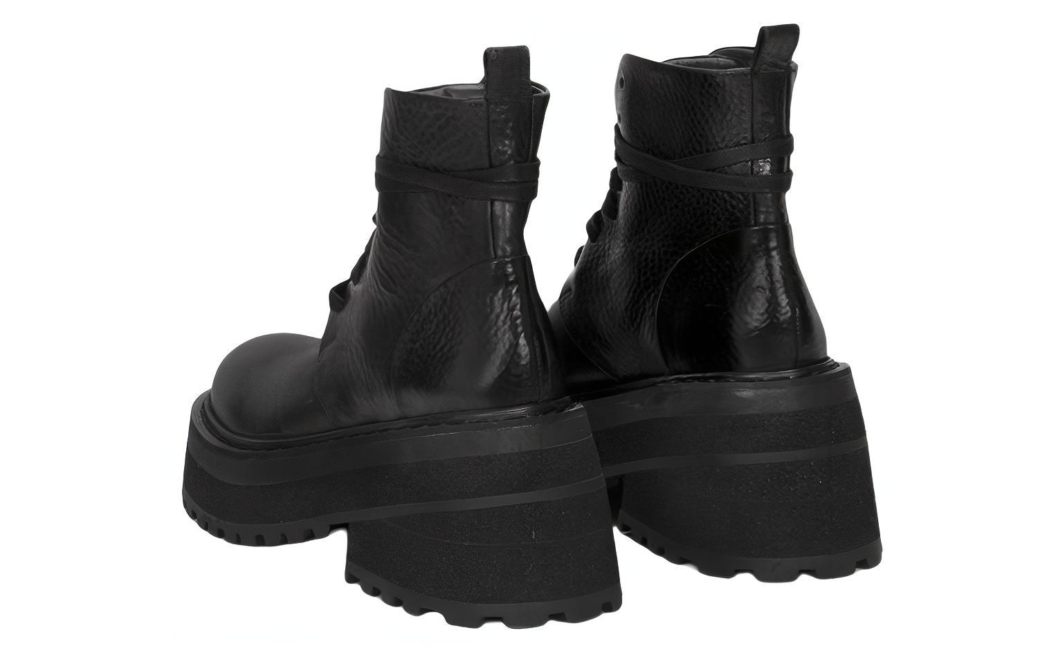 (W) Marsèll Carretta 'Black Leather Lace-Up Booties' 圖 3