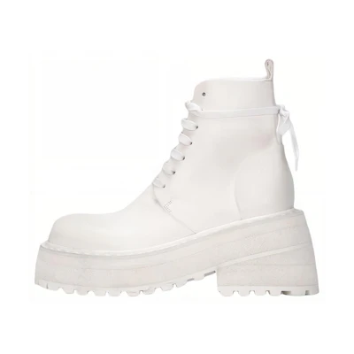 (W) Marsèll Carretta Leather Lace-Up Ankle Boots 'White'