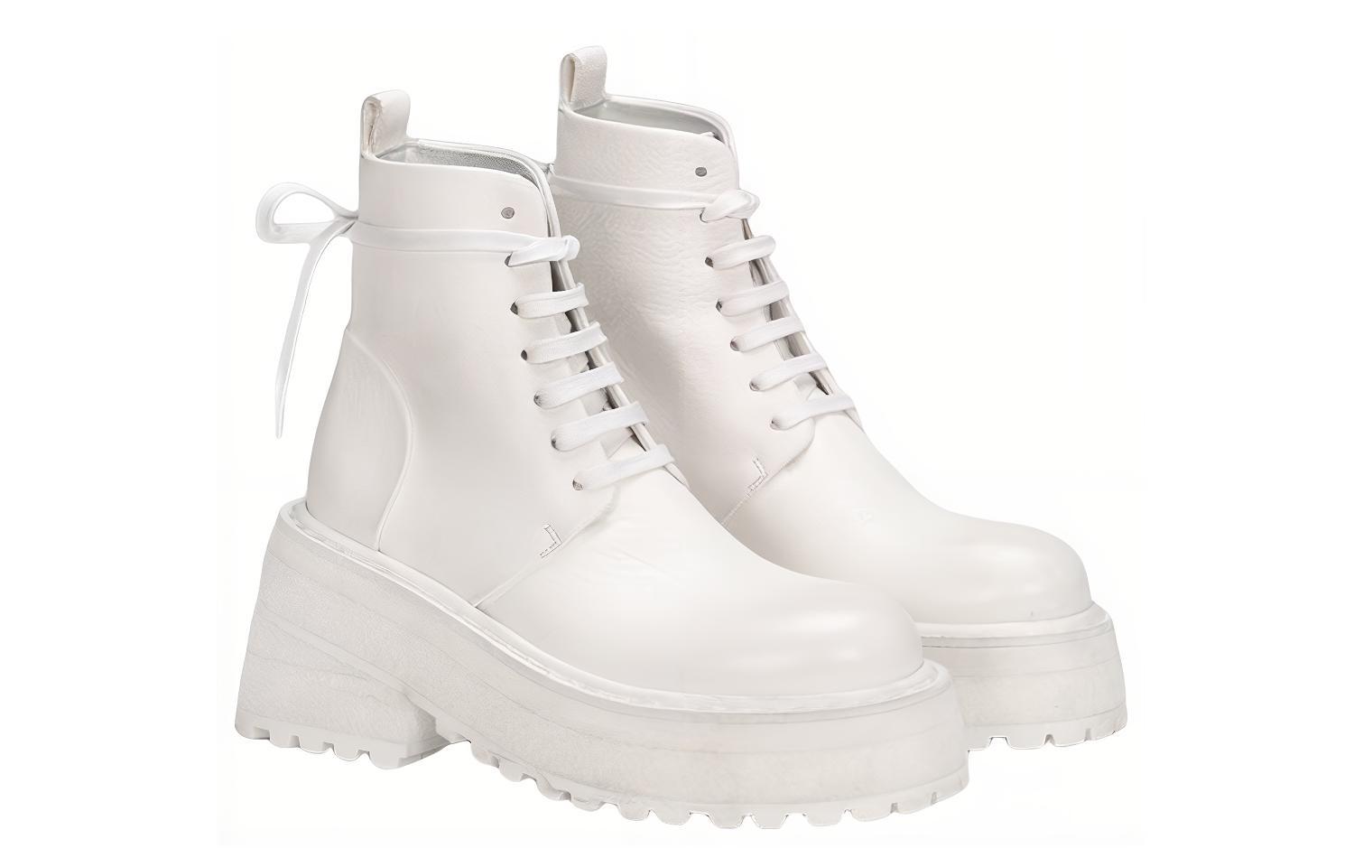 Lookbook (Women) Marsèll Carretta Leather Lace-Up Ankle Boots 'White' MW5596150110