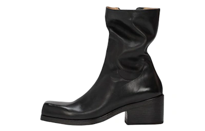(Women) Marsèll Cassello 'Black Square-Toe Leather Ankle Boot'