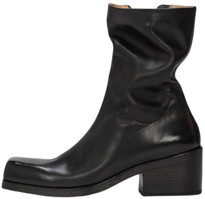 (Women) Marsèll Cassello 'Black Square-Toe Leather Ankle Boot' MW6665193666 Buy (Women) Marsèll Cassello 'Black Square-Toe Leather Ankle Boot' MW6665193666