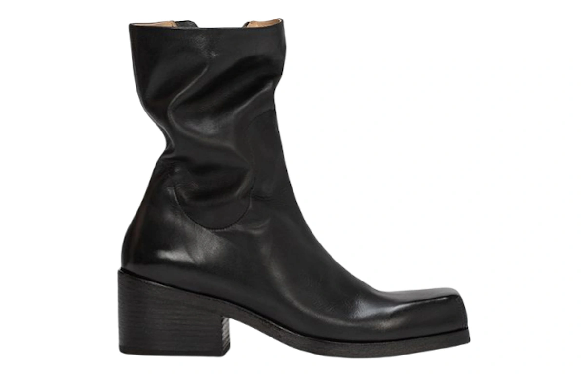 (Women) Marsèll Cassello 'Black Square-Toe Leather Ankle Boot'